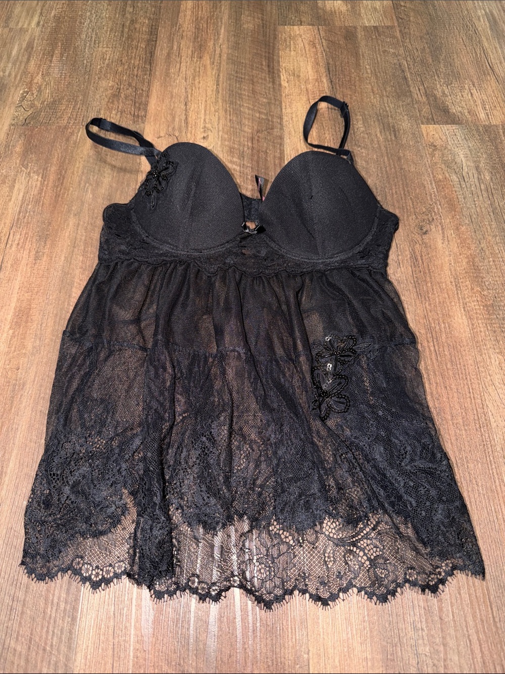 Victoria’s Secret Sexy Little Things Womens 34B Nightie Babydoll Sequin Floral